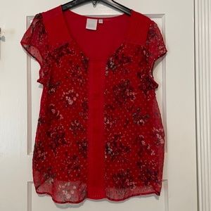 LC Lauren Conrad blouse Size XL red
